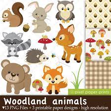 Animales Del Bosque Clip Art Y Conjunto De Papel Digital Etsy Woodland Animal Baby Shower Animal Baby Shower Woodland Animals