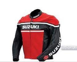 Black Red Suzuki Motorbike Racing Real Leather Jacket Bike Jacket Jackets Genuine Leather Jackets