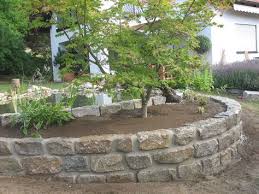 Mauer Garten Baum Gemauertes Beet Trockenmauer Naturstein Natursteine Garten Garten Steinmauer Garten