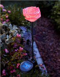 Amazon Com Moonrays 91405 Solar Powered Led Flower Stake Light Pink Rose Led Household Lig Decorative Solar Garden Lights Solar Lights Garden Solar Lights