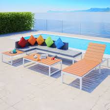 Rattan seating lounge set sofa seats stools table garden outdoor furniture patio. Vidaxl 5 Tlg Garten Lounge Set Mit Auflagen Aluminium Und Wpc Gitoparts