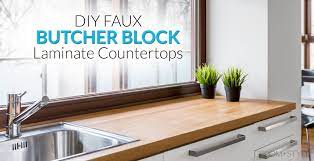 Reinforce cabinetry to bear the added countertop weight. Diy Faux Butcher Block Laminate Countertops Groom Style