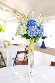 Alyson Scott Blue White Island House Wedding Flower Centerpieces Wedding Wedding Flower Centerpieces Blue White Hydrangea Centerpieces