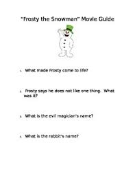 Frosty The Snowman Movie Guide Questions By Ashley Kara Tpt