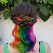 Weitere ideen zu bunte haare, regenbogenhaare, haarfarben. Versteckte Regenbogen Haare Darum Liegt Hidden Rainbow Im Trend