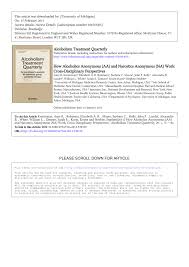 Pdf How Alcoholics Anonymous Aa And Narcotics Anonymous Na Work Cross Disciplinary Perspectives