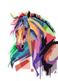 Horse Illustration Poster By Poernama Sahroe Displate Horse Art Horse Illustration Colorful Horse Painting