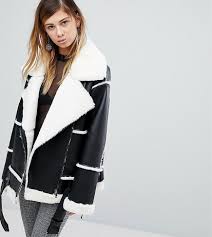 Monki Faux Leather Shearling Biker Jacket Black Vegan Leather Jacket Cropped Faux Leather Jacket Womens Spring Coat