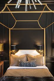 Sleep soundly in modern beds. Gold Canopy Bed Eclectic Bedroom Jessie D Miller