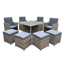 Http Www Bonsoni Com Cube Rattan 8 Seater Dining Set In Chic Walnut Garden Outdoor Furniture With Images Garden Furniture Sets Garden Dining Set Patio Furniture Pillows