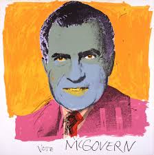 Although Andy Warhol typically kept his political views private, this  commission for a poster in support of presidential candidate George  McGovern indicates, through the choice of source image and colors used, his