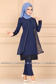 Modaselvim Kombin Sifon Yelek Gorunumlu Tesettur Takim Asm2177 Indigo Clothes For Women Pakistani Dress Design Islamic Clothing
