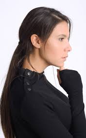 Black Asymmetric Tunic Top: Handmade Thumb Hole Sleeve Blouse METT0112