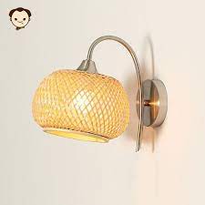 Bamboo Wicker Rattan Fruit Shade Wall Light Fixture Rustic Sconce Lamp Bedroom Sconce Lamp Bedroom Lamps Rustic Sconces