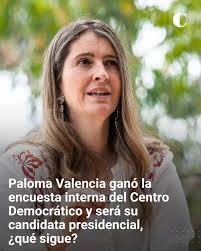 🚨La senadora Paloma Valencia fue la ganadora de la encuesta interna del  Centro Democrático, mecanismo con el que el partido buscó medir la  intención de voto entre sus tres aspirantes presidenciales: Valencia,