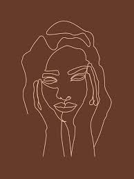 ＼(^ω^＼) kawaiiface.net is the ultimate tool for finding every best kawaii face and cute smiley! Face 05 Abstract Minimal Line Art Portrait Of A Girl Single Stroke Portrait Terracotta Brown Mixed Media By Studio Grafiikka