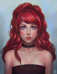The crimson hair is the perfect crown to. My Oc Rp Book Digital Art Girl Redhead Art Art Girl