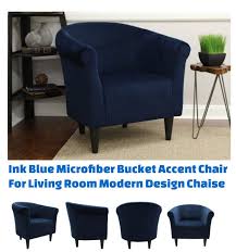 Ink Blue Microfiber Bucket Accent Chair For Living Room Modern Design Chaise New Accent Chairs For Living Room Living Room Modern Accent Chairs