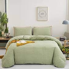 Brown and green bedroom designs. Amazon Com Jumeey Green Comforter Set Queen Sage Green Comforter Seersucker Bedding Full Boys Men Light Green Full Size Bedding Sets 3 Piece Women Gauze Comforters Girls Sage Bedding Sets Queen Home