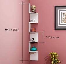 Wall mount floating shelf rack bookshelf picture storage organizer. White Mdf Zigzag Wall Mount Floating Corner Wall Rack Shelves Rs 1395 Set Id 16746176791