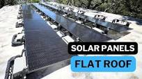Installing solar panels on flat roof. Ballasted mounting system. Tesla  Powerwalls 3