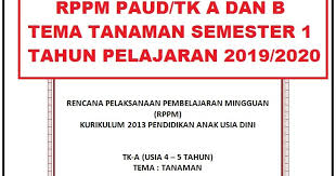 Rppm dijabarkan dari program semester. Rppm Tk A Dan B Tema Tanaman Semester 1 Tahun Pelajaran 2019 2020 Kurikulum 2013 Arsip Paud