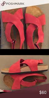 Comfortfusse Red Leather Sandals New Size 9 Pair Of