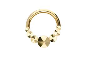 The carat (abbreviation ct or kt) is a measure of the purity of gold alloys. 18 Carat Gold Segment Ring Clicker Diamond Cut Piercings