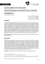 PDF) QUALIDADE DE VIDA DOS PROFISSIONAIS ATUANTES NO CENTRO CIRÚRGICO