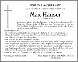 The latest tweets from max hauser (@mfa_hauser). Traueranzeigen Von Max Hauser Trauer Im Allgaeu De