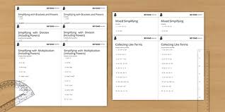 Worksheets are algebra simplifying algebraic expressions expanding, simplifying variable expressions, 8x, simplifying polynomial expressions es1, simplifying rational expressions, work 2 3 algebraic fractions, algebraic and numeric expressions, factorising algebraic. Simplifying Algebraic Expressions Pack 2 Ks3 Maths Beyond