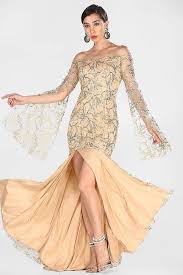 فستان سهرة بيج لامع برقبة بدون أكتاف Fashion Dresses Prom Dresses