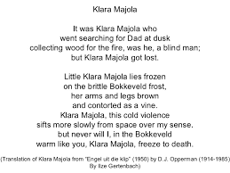 Ma, ek skryf vir jou n gedig sonder fênsie leestekens sonder woorde wat rym sonder bywoorde net sommer n kaalvoet gedig Klara Majola Afrikaans Gedig