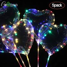 5pcs 18 Led Light Up Balloons Star Heart Shaped Clear Bobo Balloons With Led String Lights For Birthday Wedding Party Decor Ballons Accessories Aliexpress