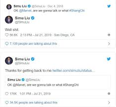 Here's to continuing to advocate for diversity, equality, and inclusion on screen and in life. Did Simu Liu Use Twitter To Land Shang Chi Role Attack On Geek