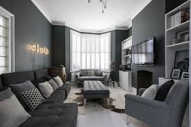 Grey Wall Modern Living Room In 2020 Dark Grey Living Room Dark Living Rooms Living Room Grey