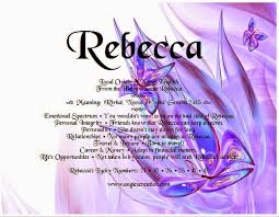 From the hebrew name רִבְקָה (rivqah) from an unattested root probably meaning join, tie, snare. Rebecca Angies Creation Rebecca Angie Names With Meaning