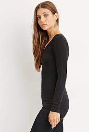 1,901 items on sale from $9. Forever 21 Cotton Long Sleeve V Neck Tee In Black Lyst