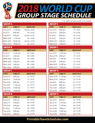Fifa World Cup Group Stage Schedule 2018 Print Http Printableteamschedules Com Worldcup Php World Cup Fifa Fifa World Cup
