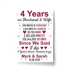 Marriage anniversary gifts ideas for husband: 4th Wedding Anniversary Gift Husband Wife Personalised Gifts