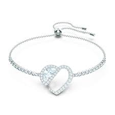 Amazon Com Swarovski Hear Heart Bracelet With White Crystal Heart Design White Crystals Pave And Rhodium Plated Setting With Bolo Closure An Amazon Exclusive Everything Else