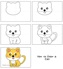 Cat coloring page & letter tracing. How To Draw A Yellow Cat Easy Step By Step For Kids Cute Easy Drawings