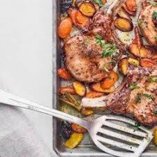 Sheet Pan Maple Mustard Pork Chops Carrots Recipe Mustard Pork Chops Pork Recipes Pork