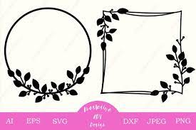 Download Monogram Frame Svg Cut File Leaves Circle Wreath Square 558157 Cut Files Design Bundles