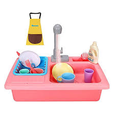 304 stainless steel black kitchen sinks above counter sink kitchen items rectangular undermount small sinks kitchen drain basket. Eoncore Wash Up Kitchen Sink Toy With Running Water Electric Dishwasher Pretend Role Play Kitchen Set For Kids Girls Boys With Waterproof Apron Pink Buy Online In Cape Verde At Capeverde Desertcart Com Productid