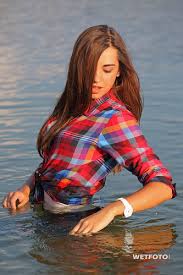 Wetlook by blonde in leather jacket and jeans in pool #278 by wetlook with wetfoto.com. Wetlook Girls