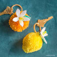 Pom pom keychain, adorable keychain, unique keychain, fur ball keychain, fur pom pom keychain. Make Cute Diy Citrus Keychains In 15 Minutes Lia Griffith