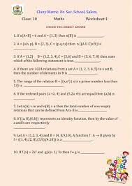 Mathematical operations such as addition, subtraction, multiplication, division, lcm and hcf. Class 10 Maths 1 Worksheet