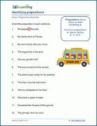 Will stressing about grades now help you later? Identifying Prepositions Worksheets K5 Learning