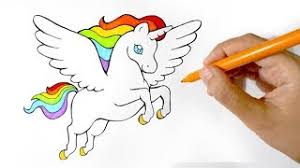 Draw upper edge of wings as shown. How To Draw A Rainbow Winged Unicorn Youtube